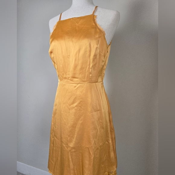 ANTONIO MELANI | Women's Lace Mustard Yellow Sleeveless Midi Dress Size 4 - Picture 13 of 16